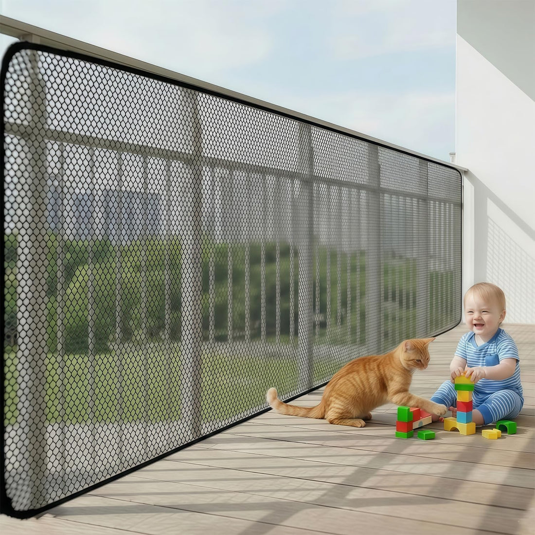 Banister Guard 15ft X 3ft Thick, Balcony Netting for Pets