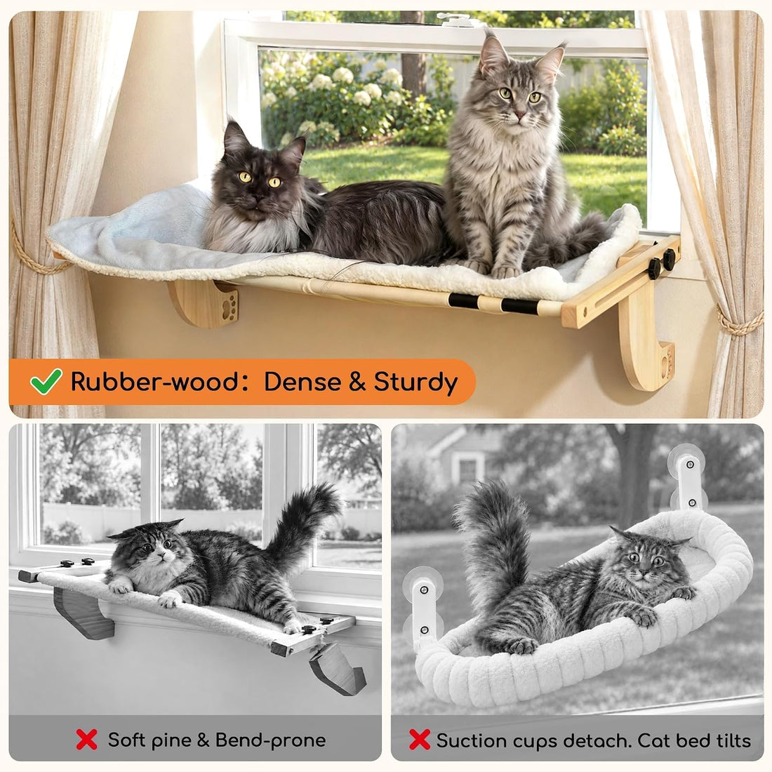 Oversized Adjustable Cat Window Perch for Double Hung Window