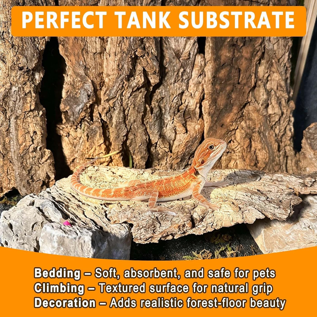 Reptile Cork Bark Bedding,Bulk 0.7 LB Natural Cork Flats