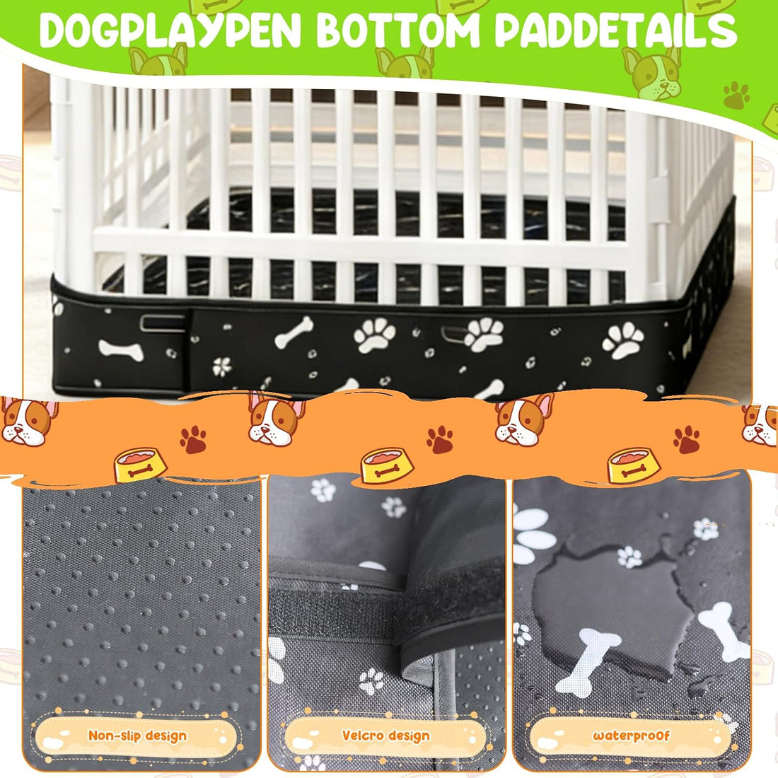 Dog Playpens Cover and Bottom Mat Set,Playpen Not Included