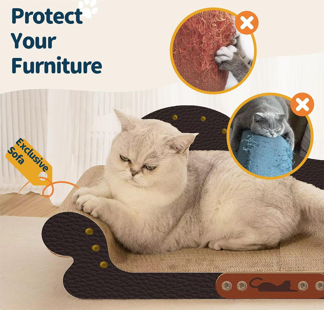 MeowHaus Modern Cat Scratcher Sofa, Cardboard Lounger