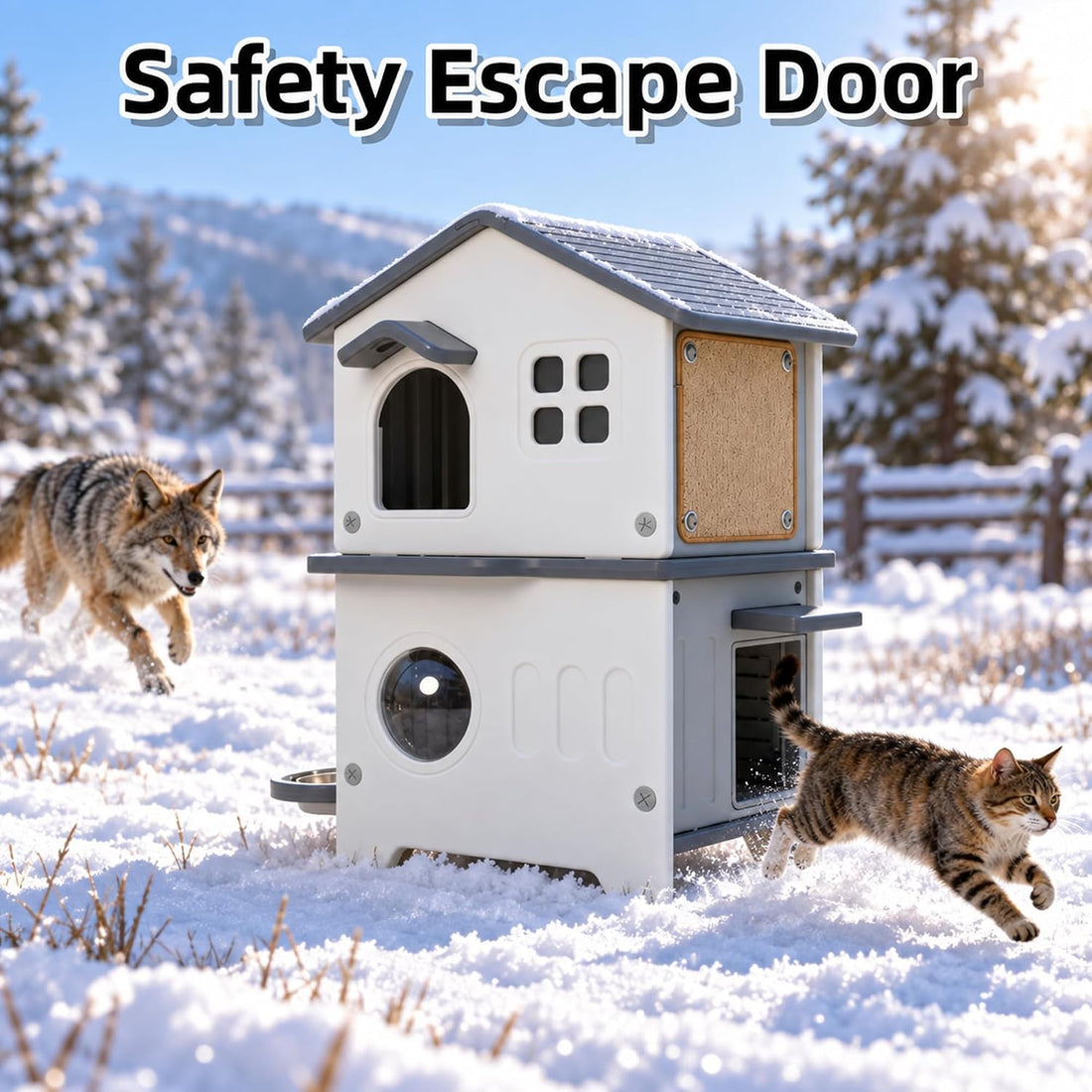 Insulated Outdoor Cat House Weatherproof for Feral Multi Cat