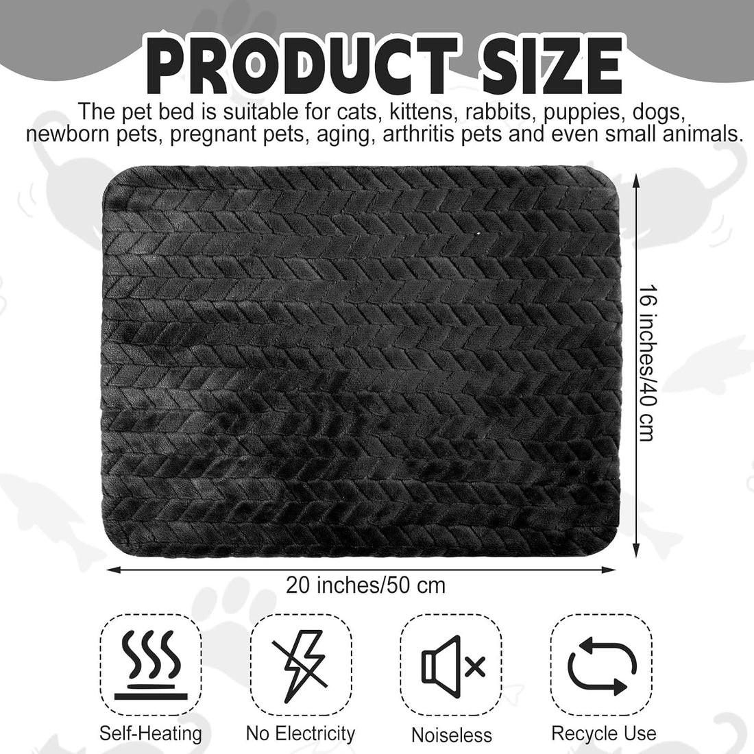 Drydiet 4 Pack Self Warming Cat Bed Mat Self Heating Pad for Dog