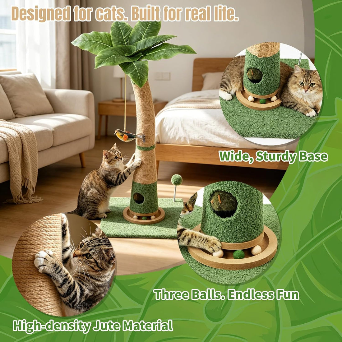 Cat Scratching Post, 40" Tall Scratcher Tree with Multiple