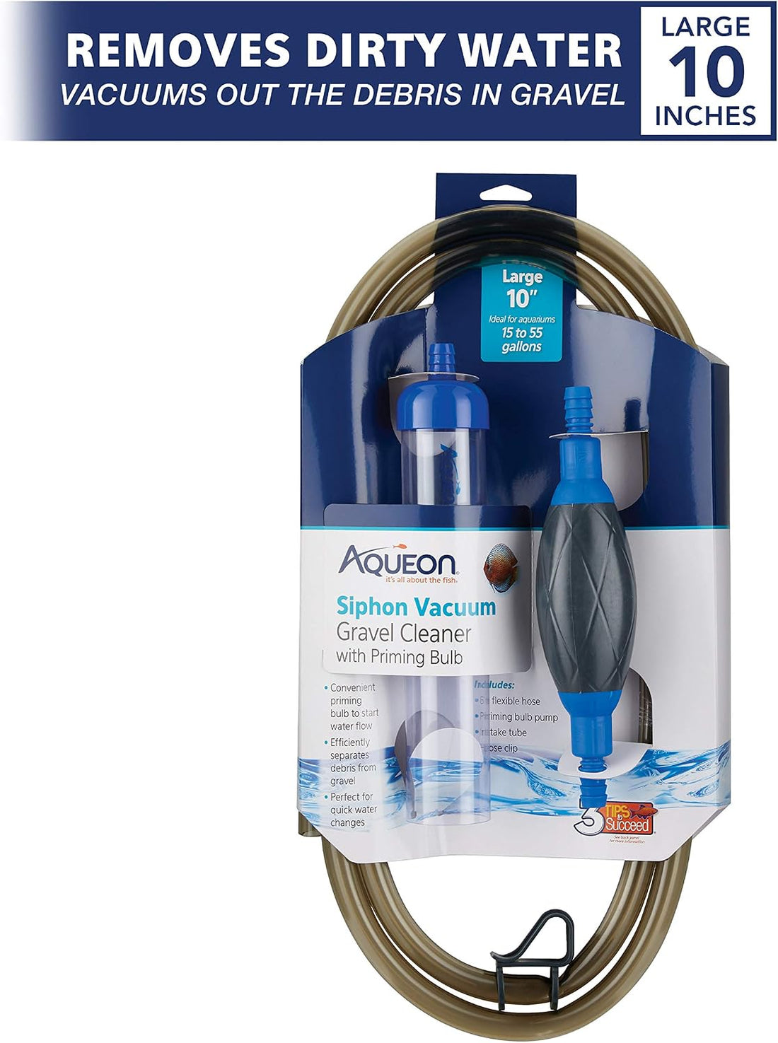 Aqueon Aquarium Siphon Gravel Cleaner with Bulb, Large, 10 Inches