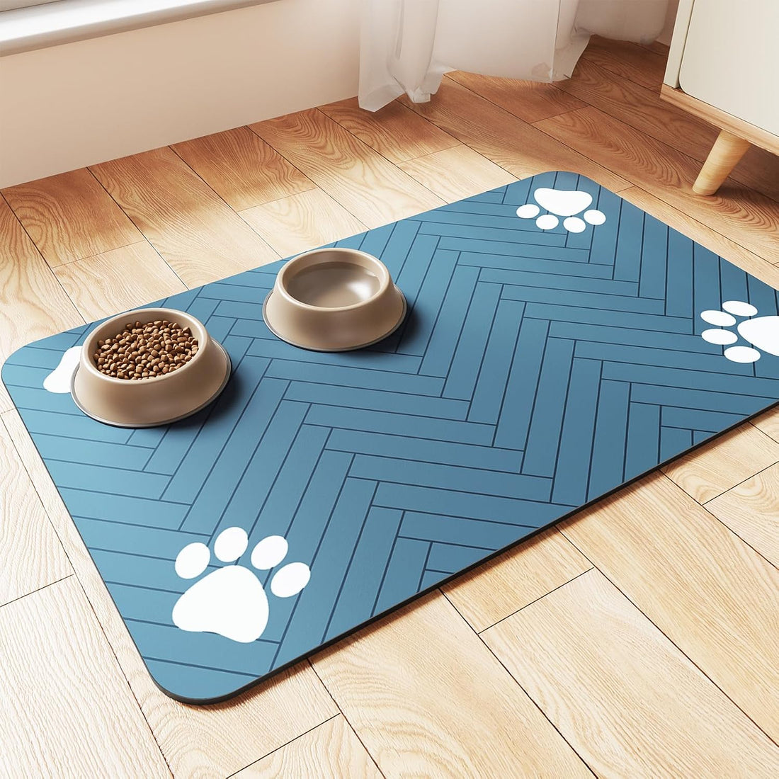 Pet Feeding Mat-Absorbent Pet Placemat for Food and Water Bowl