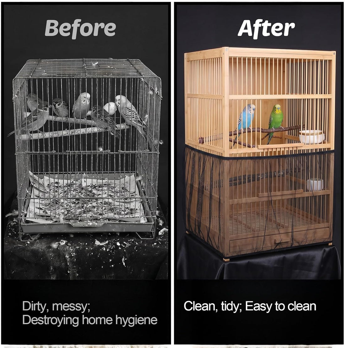 2Pcs Bird Cage Seed Catcher 73'' Adjustable Bird Cage Skirt Cover