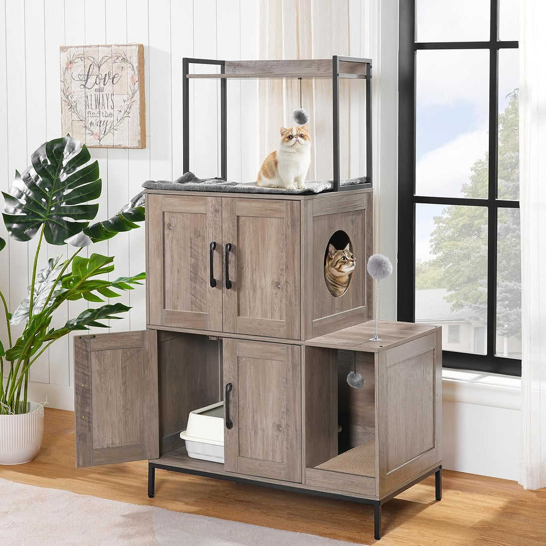HOOBRO Cat Litter Box Enclosure Furniture