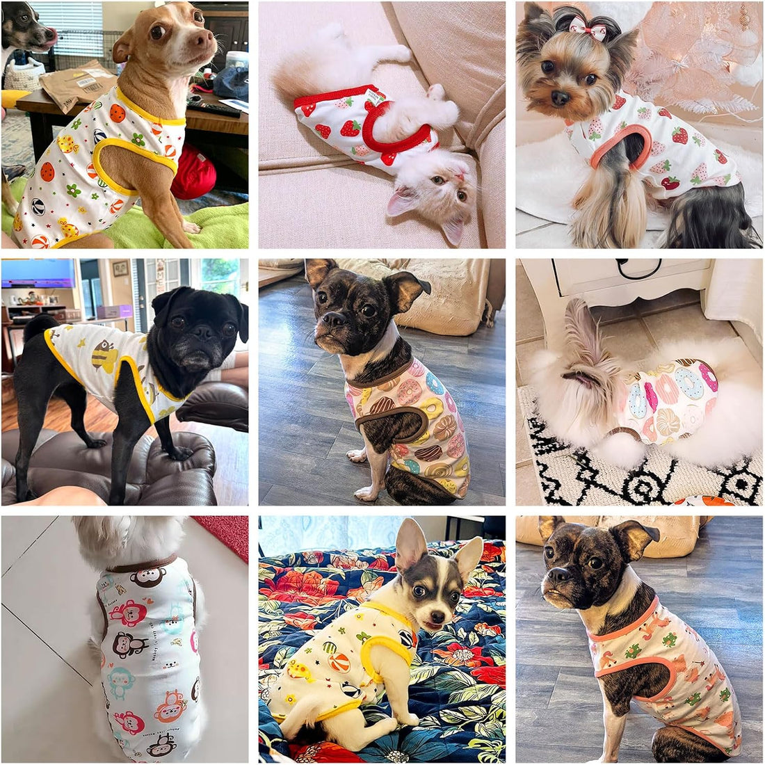 PETCARE Cute Cartoon Cat Shirts for Cats Only Soft Cotton Tshirts