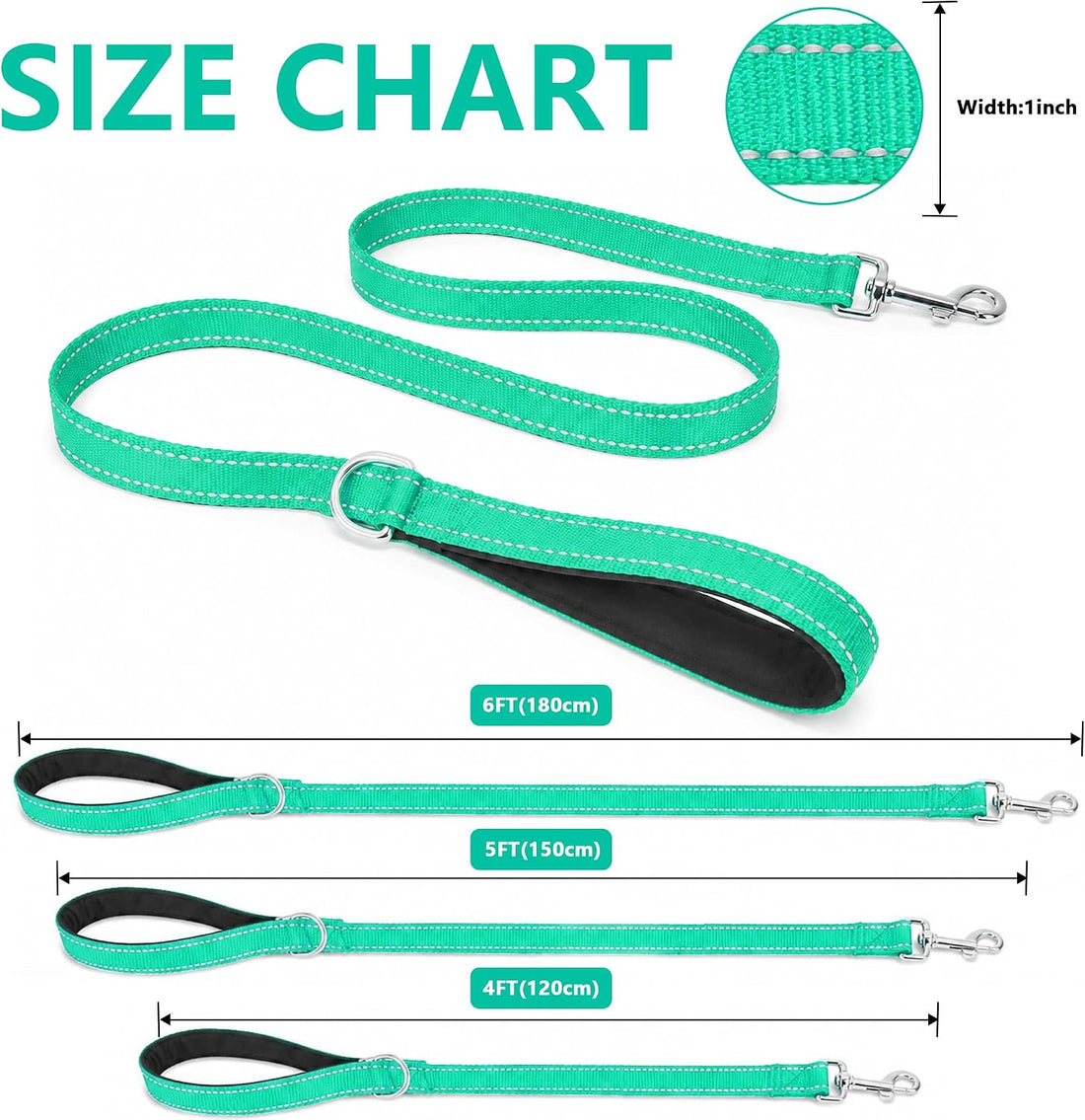 Reflective Dog Leash with Padded Handle for Medium Large Dogs