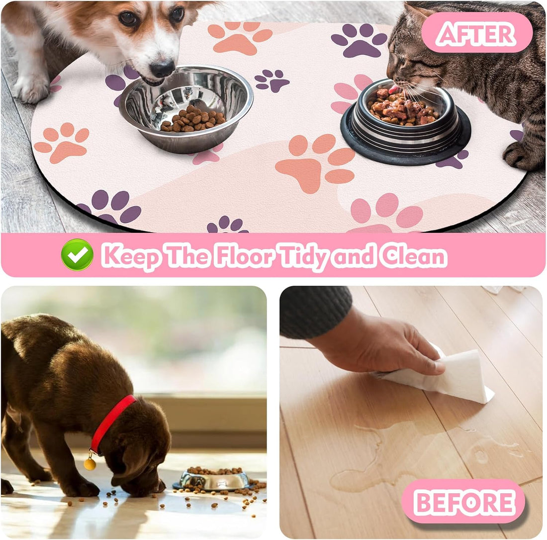 Cat Food Mat Small - 20''x12'' Absorbent Cat Feeding Mat
