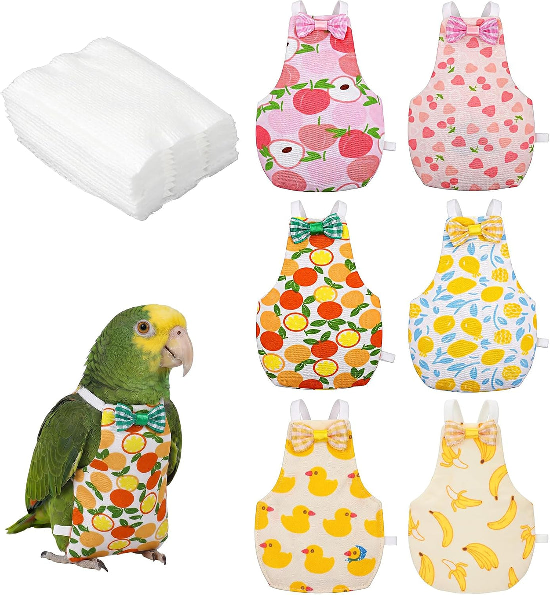 6 Pcs Bird Diaper, Parrot Diaper Flight Suit Soft Cute for Small Birds