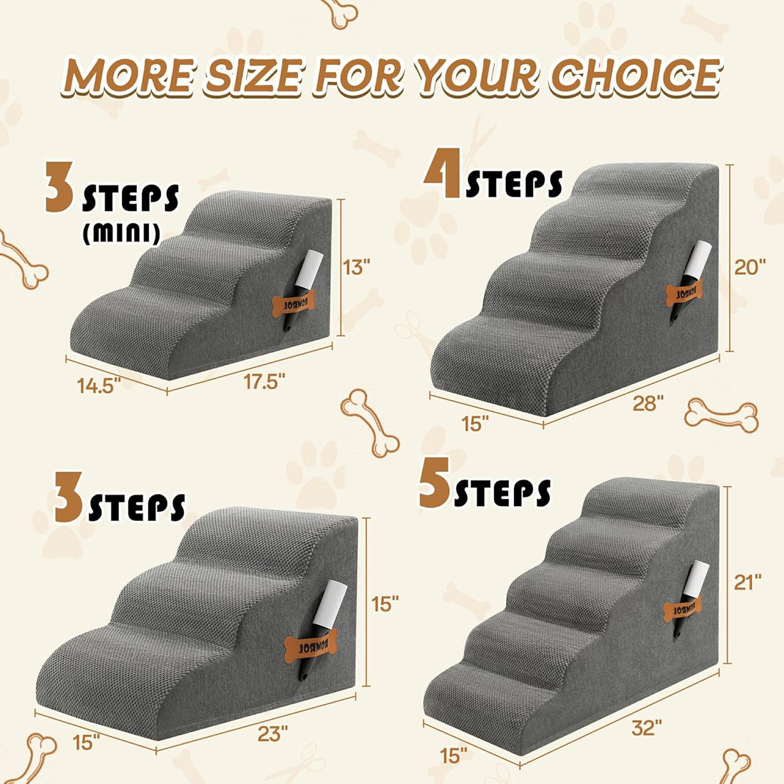 Romrol Dog Stairs Ramp for High Bed