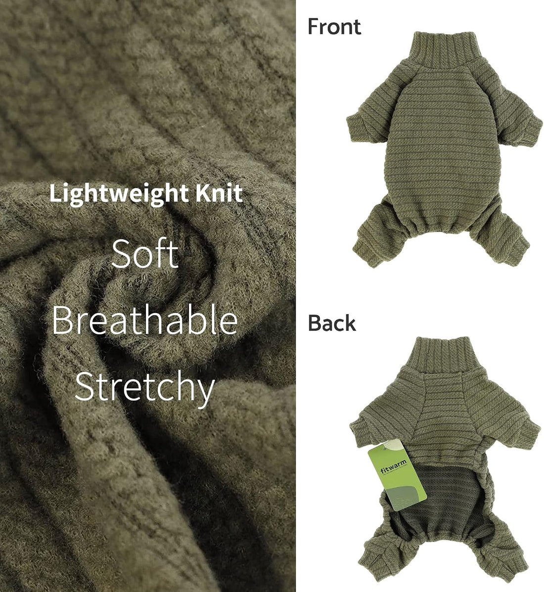 Fitwarm Turtleneck Knitted Dog Sweater Puppy Pajamas Thermal Doggie