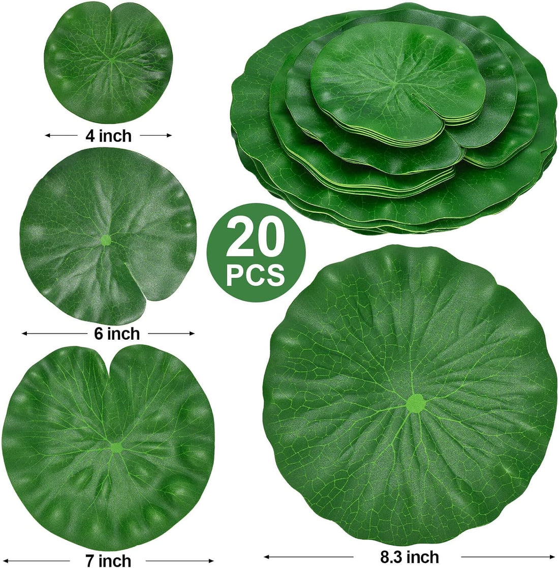 20 Pcs Artificial Lily Pads for Ponds