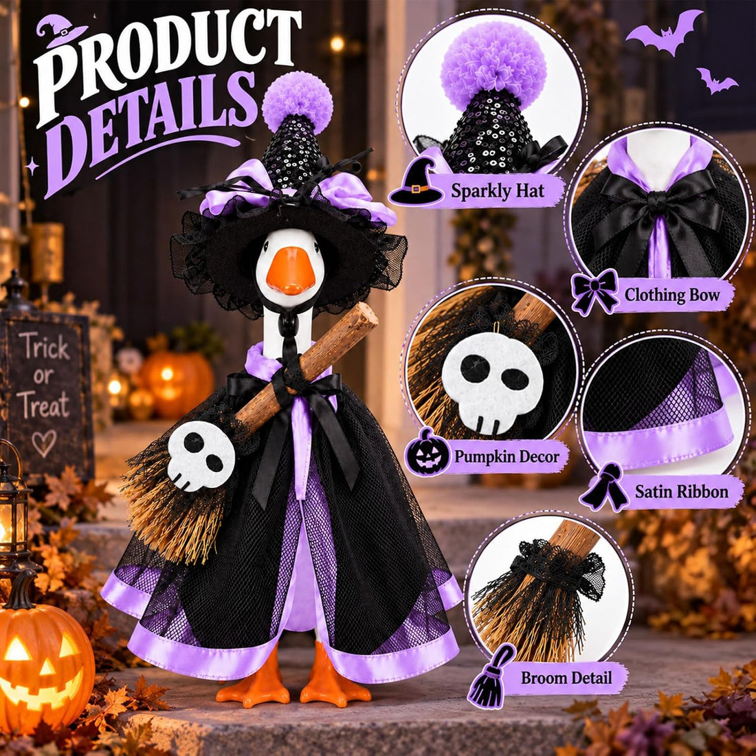2 Sets Halloween Desk Goose Outfits for 7 Inch Goose