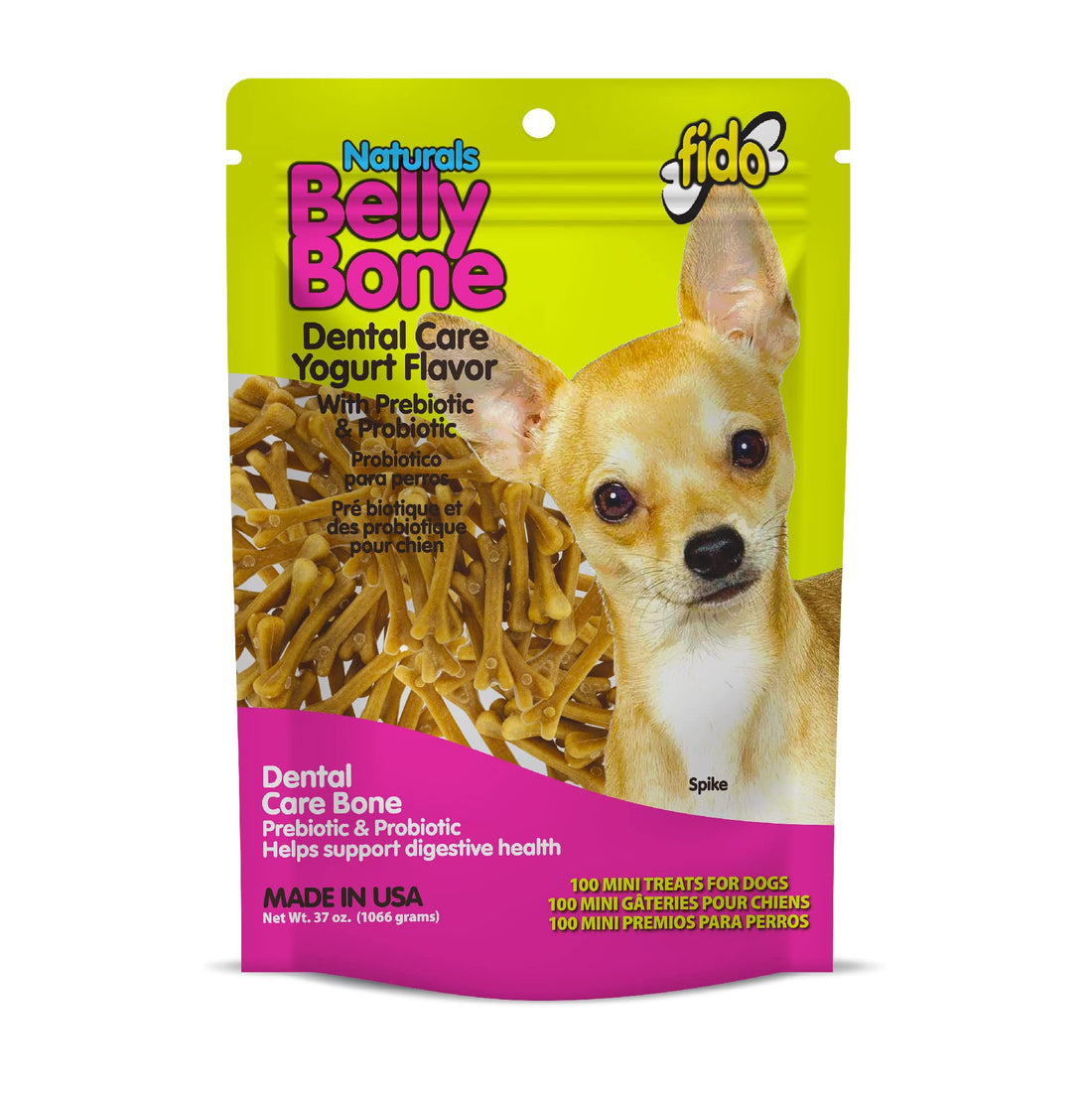 Fido - Belly Bones for Dogs, 100 Yogurt Flavor Mini Dog Dental Treats