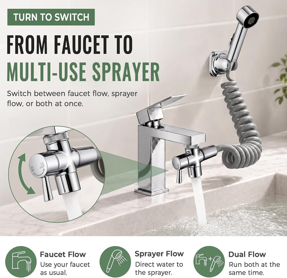 3-Mode Sink Faucet Sprayer Attachment with ON/OFF Switch