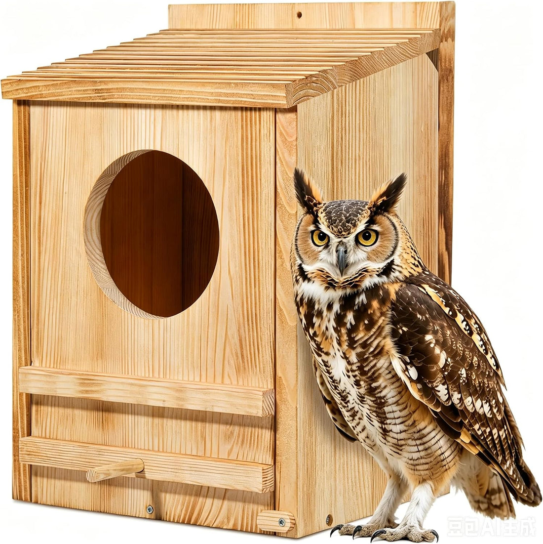 Large Great Horned Owl House,23''x 14''x 10''Barn Owl Box for Outside
