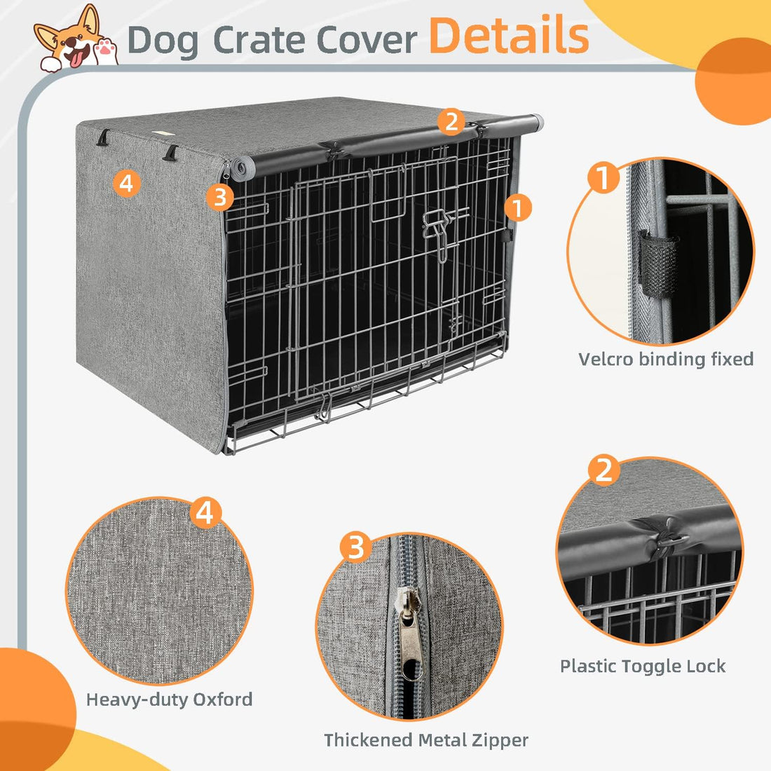 Seiyierr Dog Crate Cover - Kennel Covers Fit for 24 Inch Dogs Crate