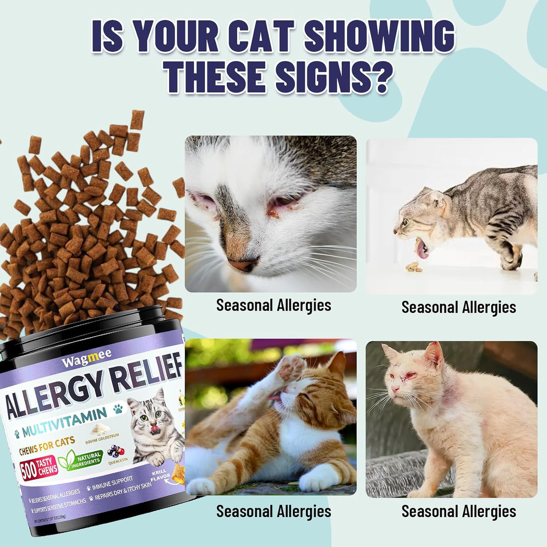 Cat Allergy Relief Chews with Omega 3 & Multivitamins