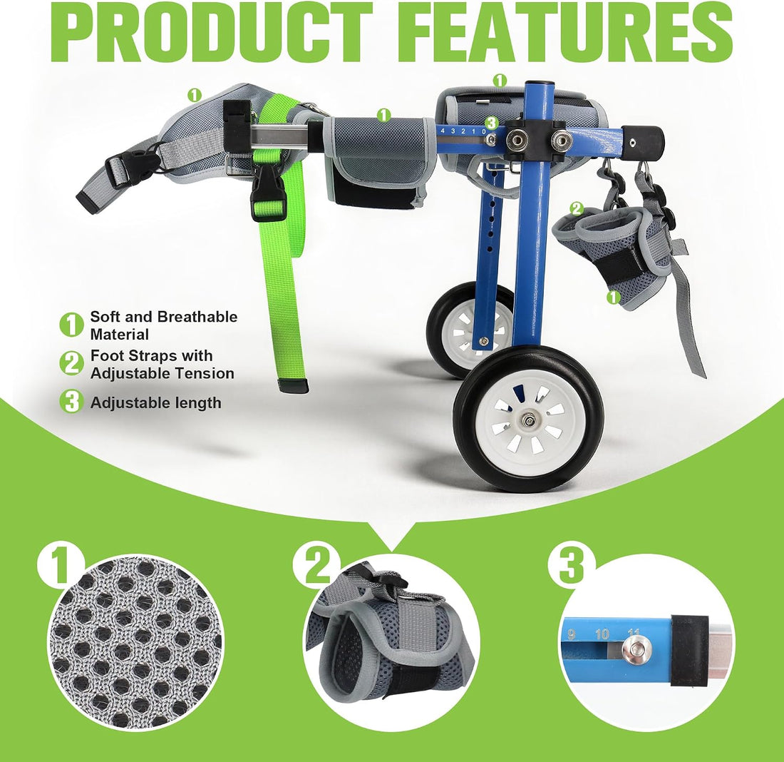 Lightweight and Adjustable Dog Wheelchair for Back Legs XXS