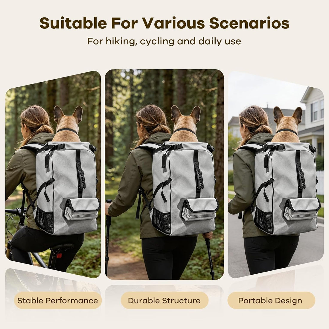 Dog Carrier Backpack, Ventilated Mesh Dog Carrier with Built-in Leash