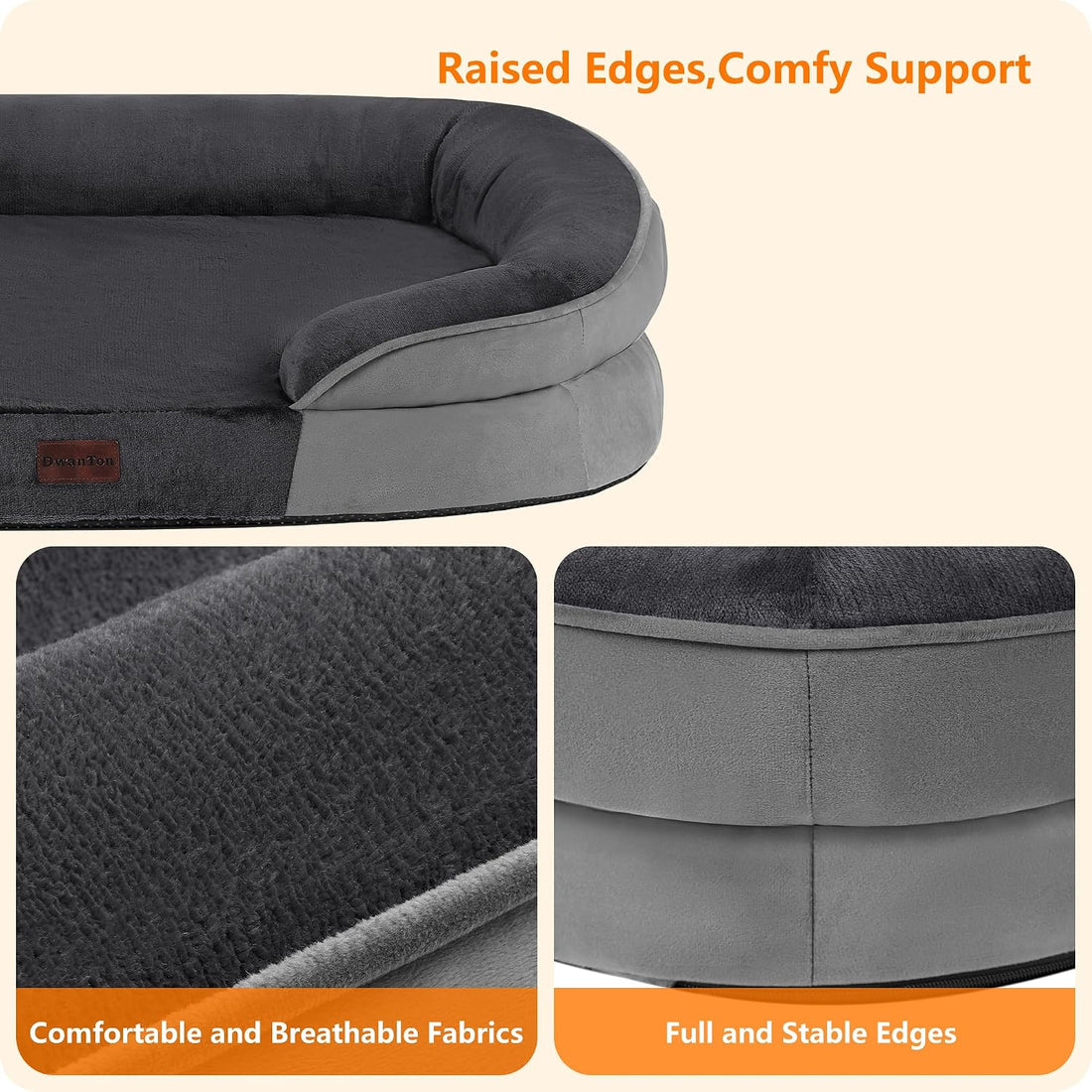 Dwanton Orthopedic Waterproof Medium Dog Bed Sofa, Gel Memory Foam