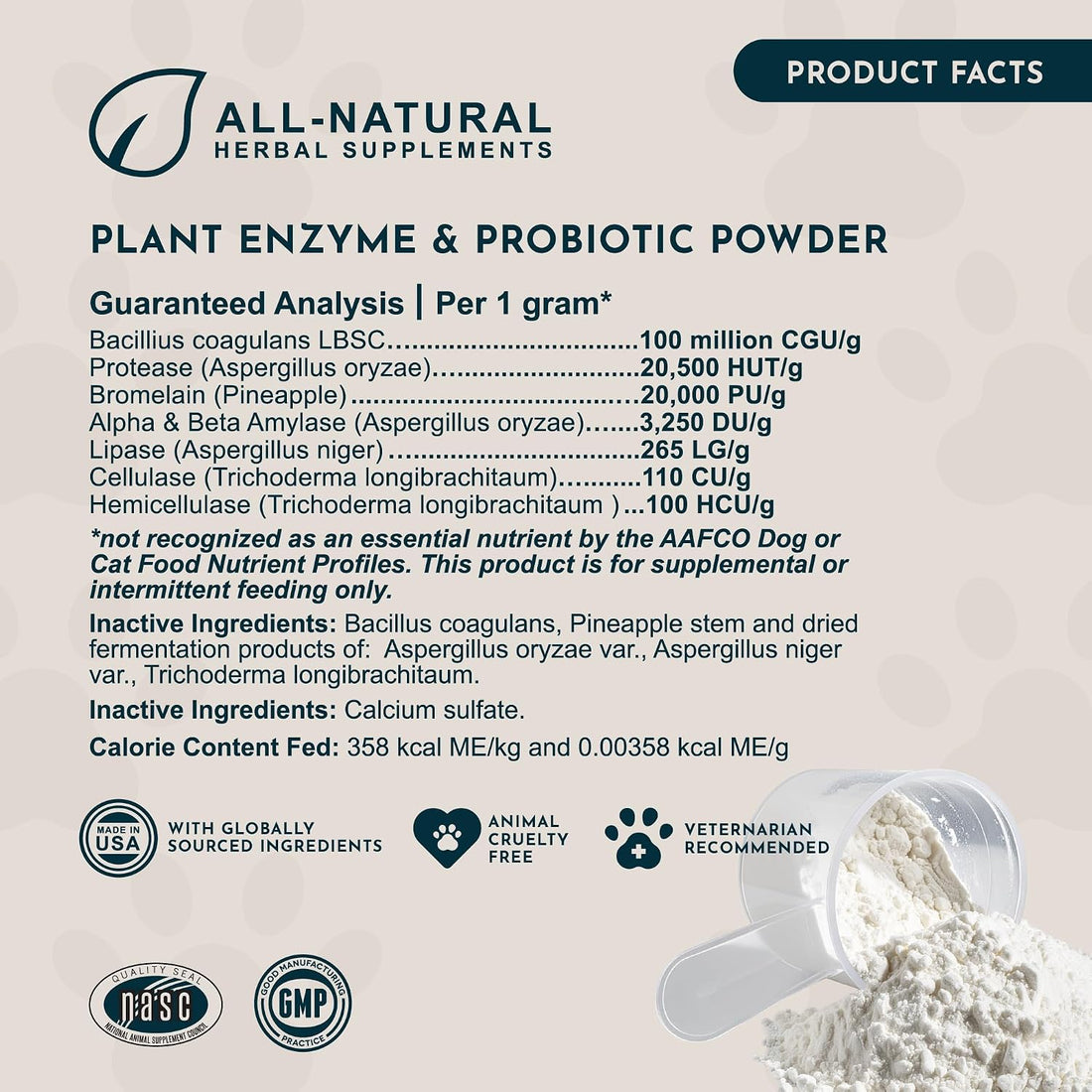 Animal Essentials Plant Enzyme & Probiotics, Plant Based - 10.6 Oz