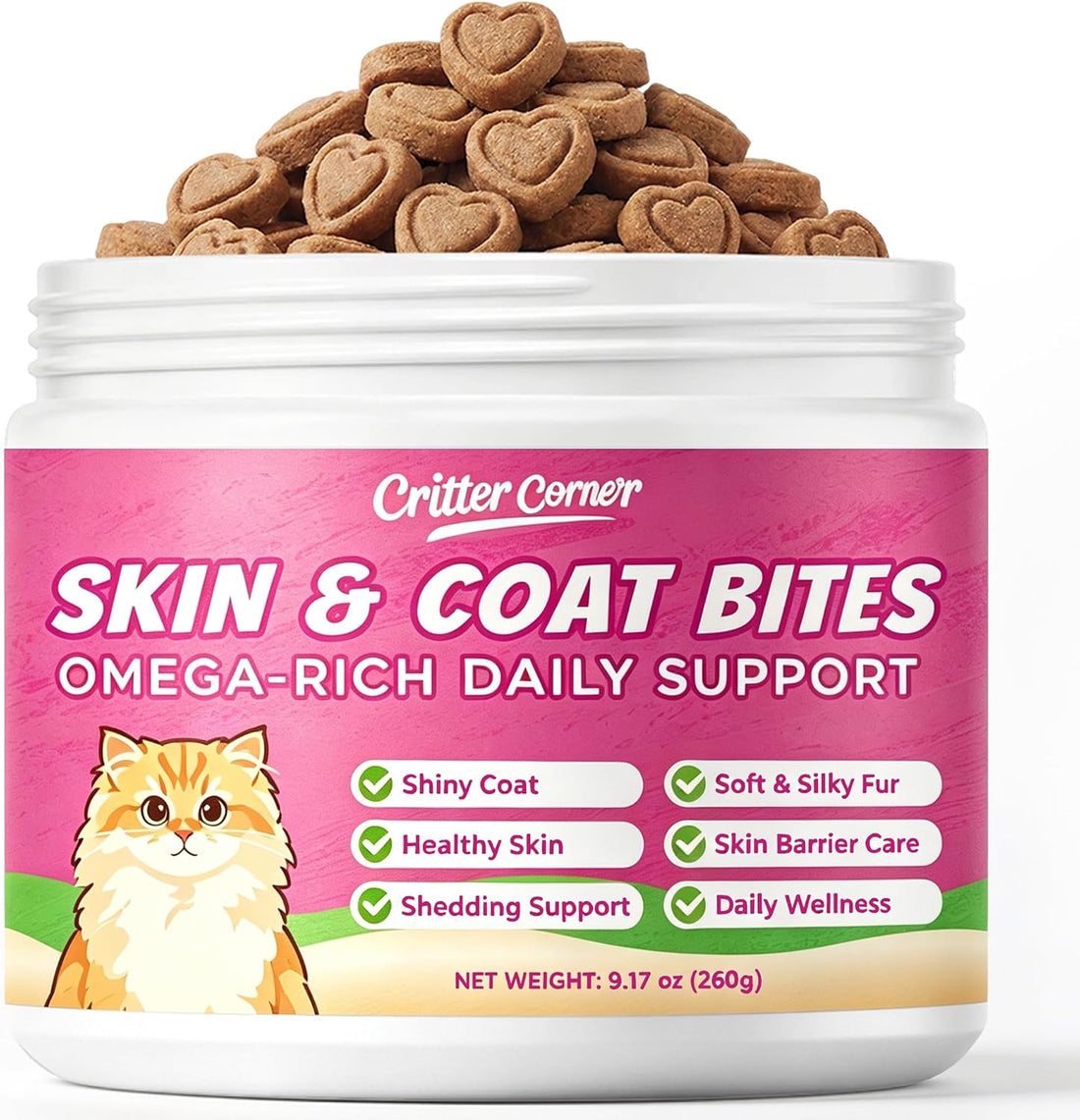 Cat Skin & Coat Supplement with Real Fish Oil & Krill Oil