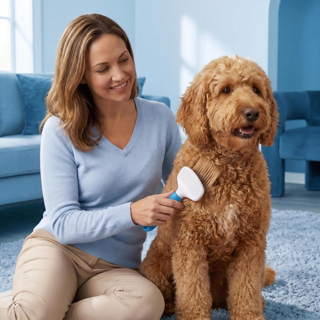 Poodle Pet Slicker Brush - For Dogs, Cats, and Rabbits