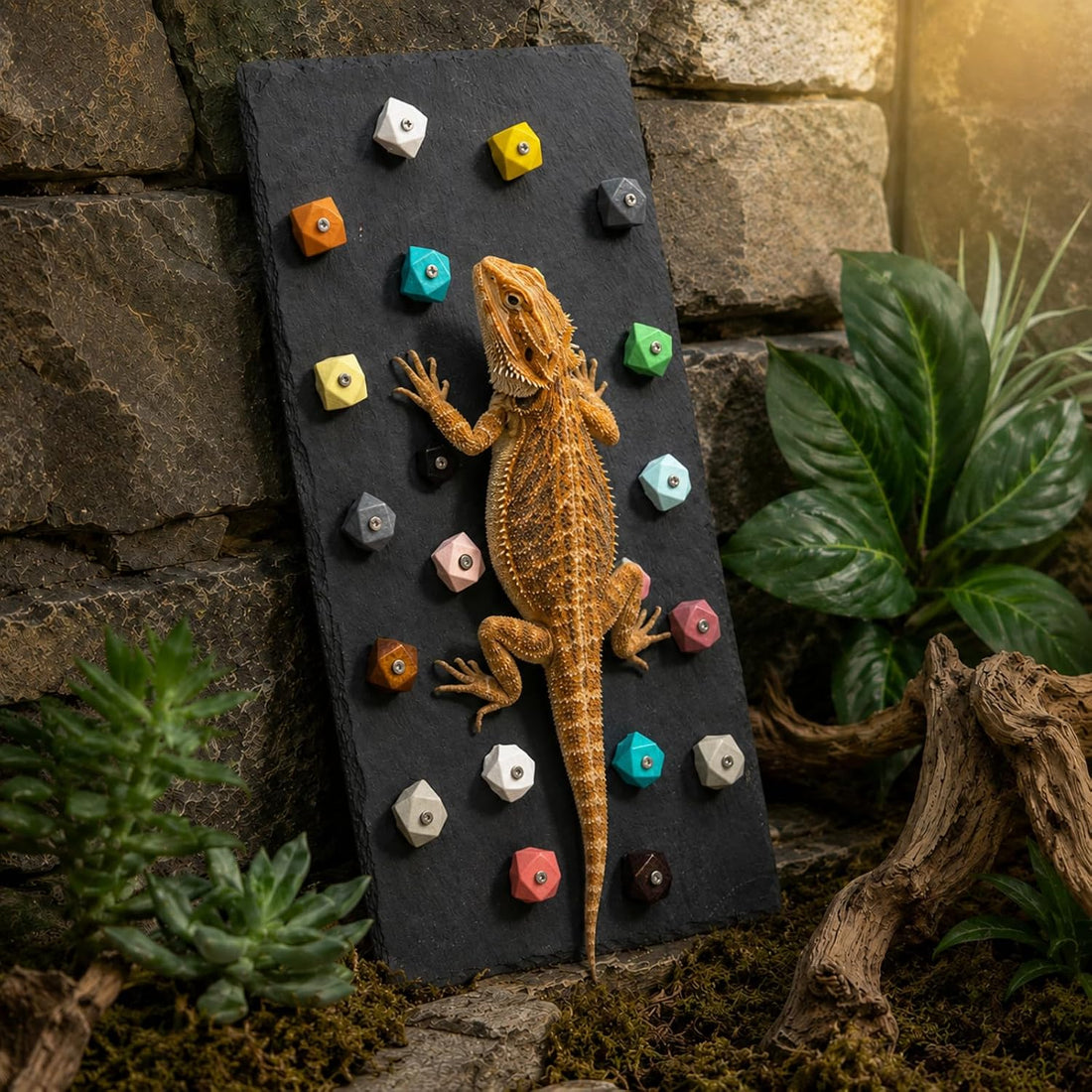 Large Bearded Dragon Climbing Wall, Natural Slate Board
