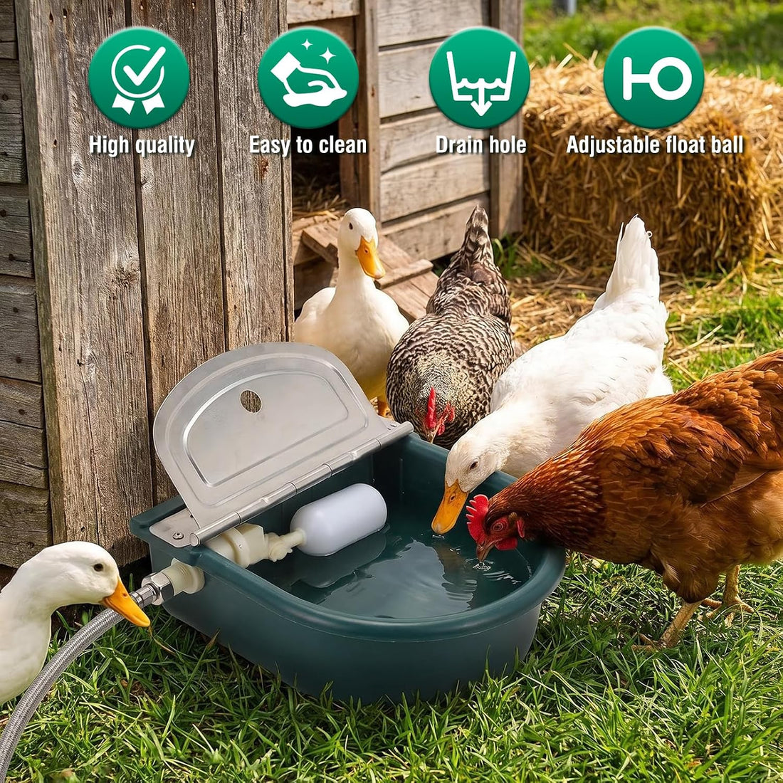 2 Set Automatic Water Bowl Livestock Waterer for Horse Cattle Sheep