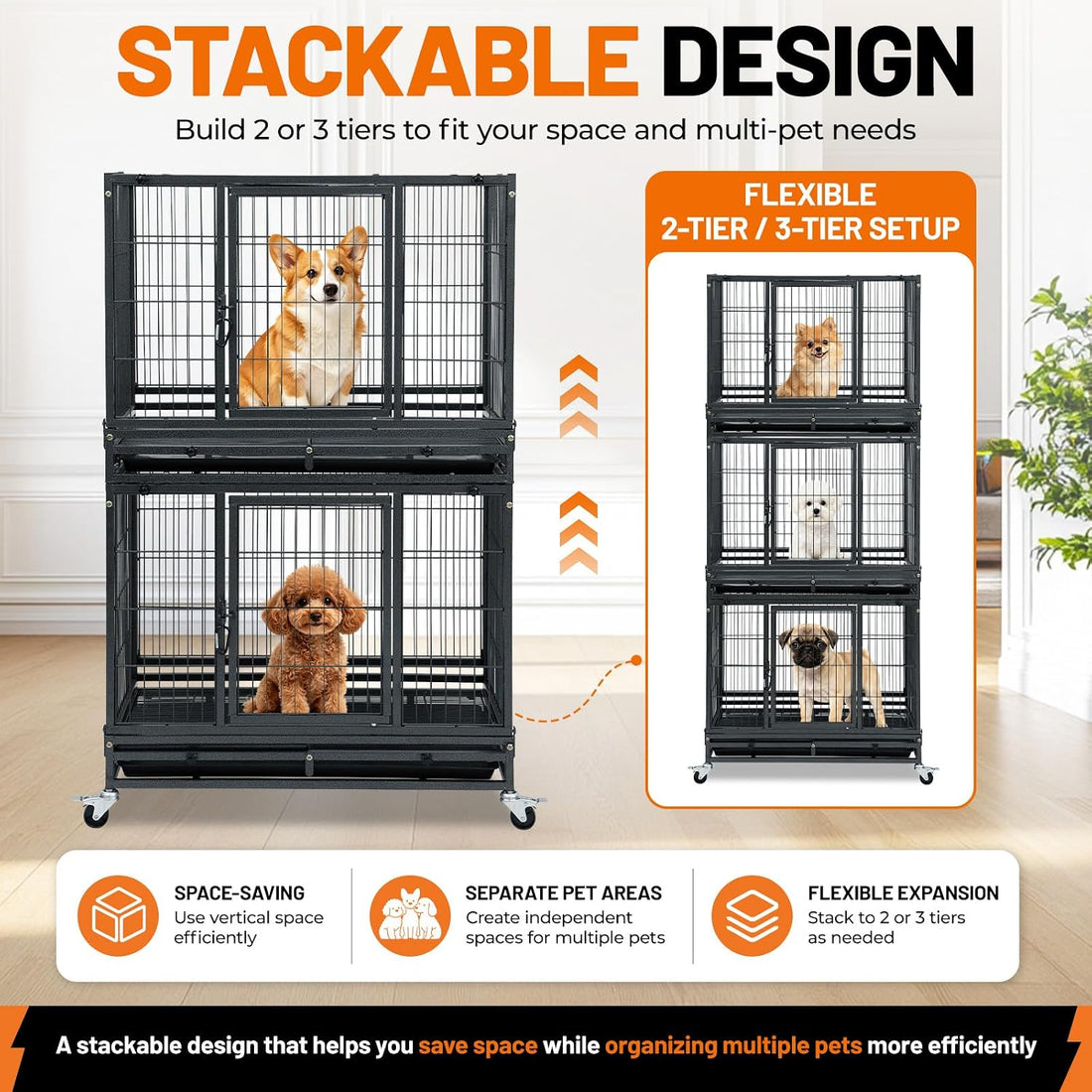 Homey Pet 31" Stackable Dog Crates