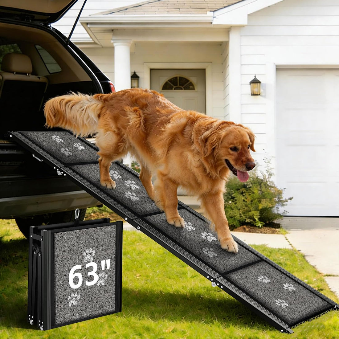 Dog Ramp for Car 63" Long & 17" Wide Portable Ramps for Large Dogs