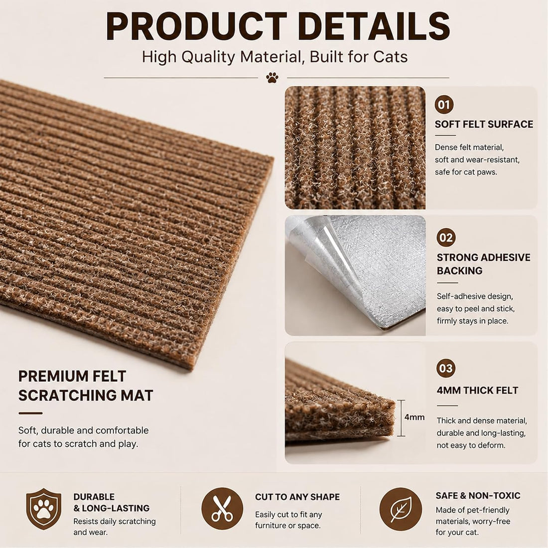 Cat Scratch Furniture Protector Trimmable DIY Self-Adhesive Couch