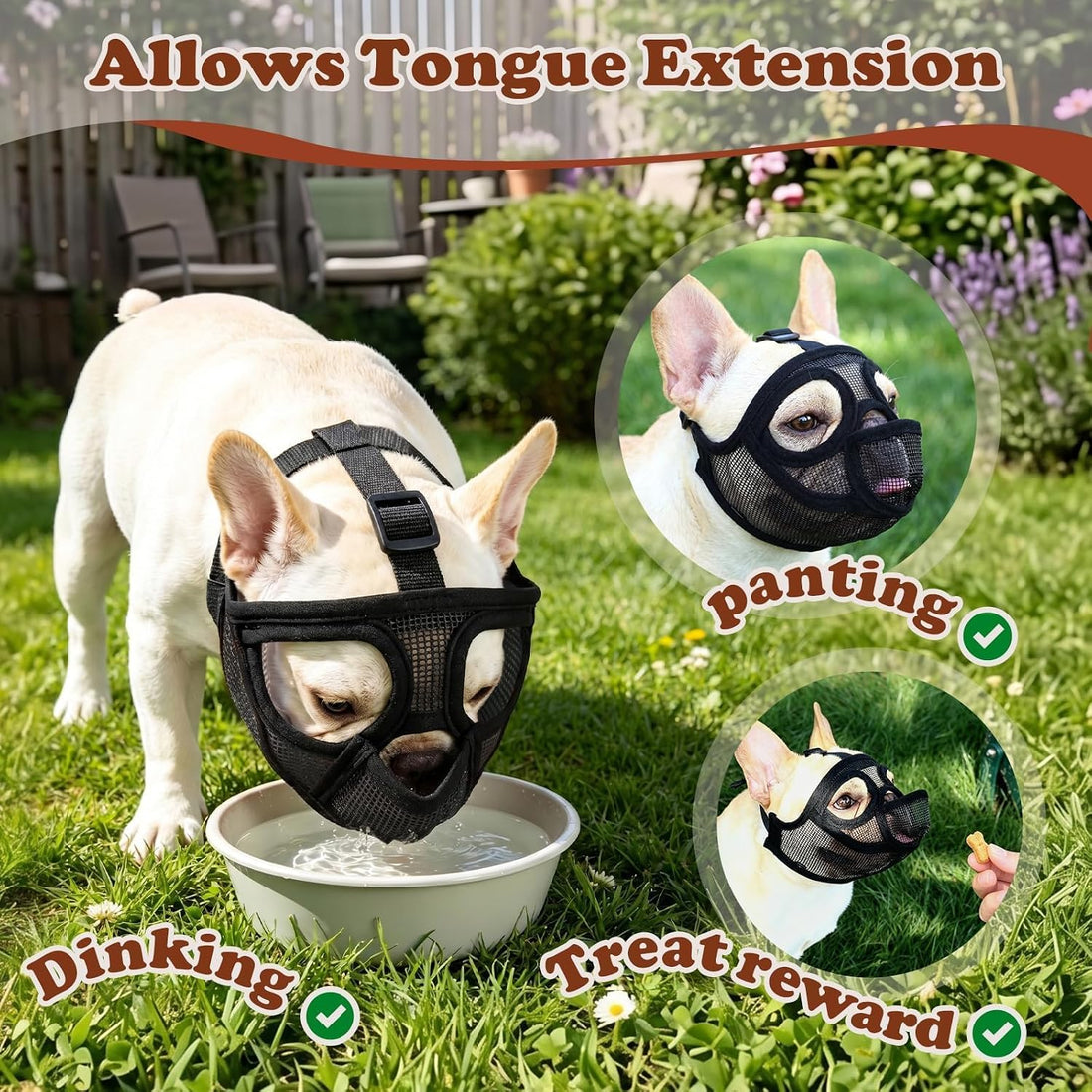 French Bulldog Muzzle, Soft Mesh Muzzle for Short Snout Dogs
