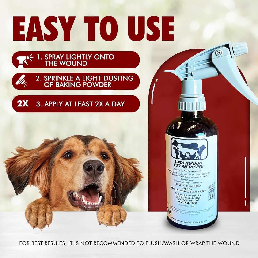 Pet Wound Care Spray with Trigger, Animal Wound Cleaner, 16 oz