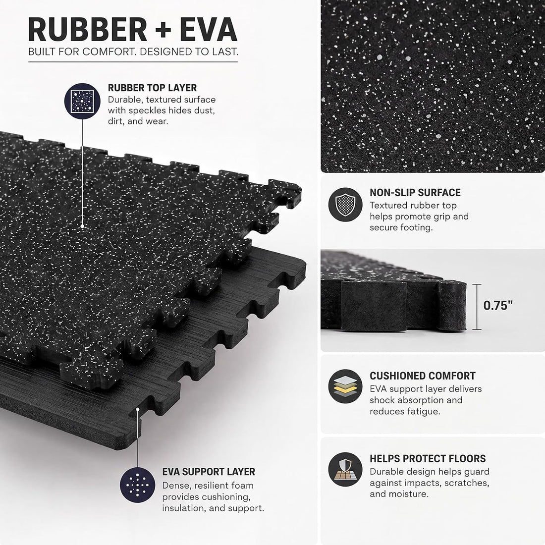 Dilunave 6 Pack Horse Stall Mats, 4 x 6 ft Rubber Interlocking