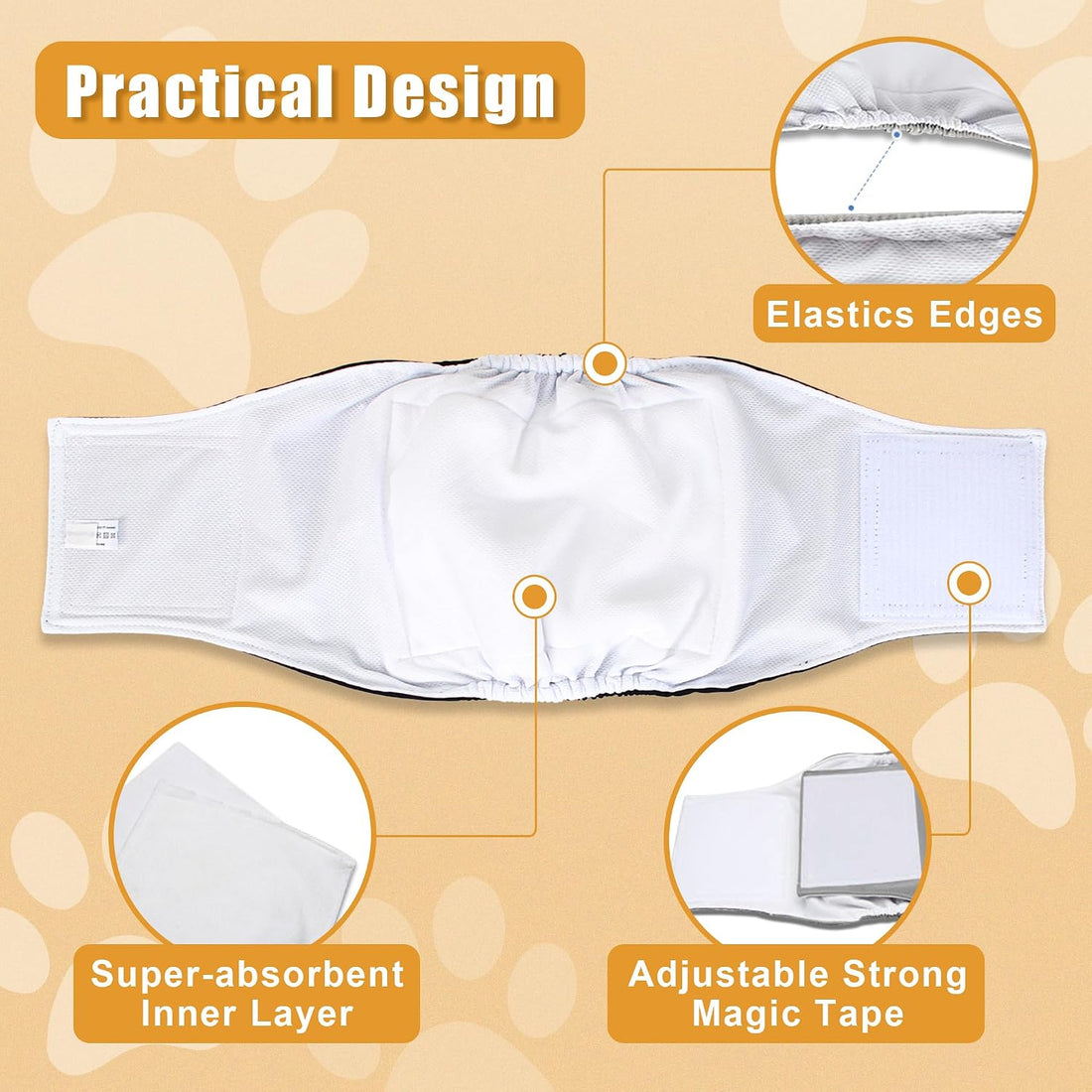 Teamoy Reusable Wrap Diapers for Male Dogs