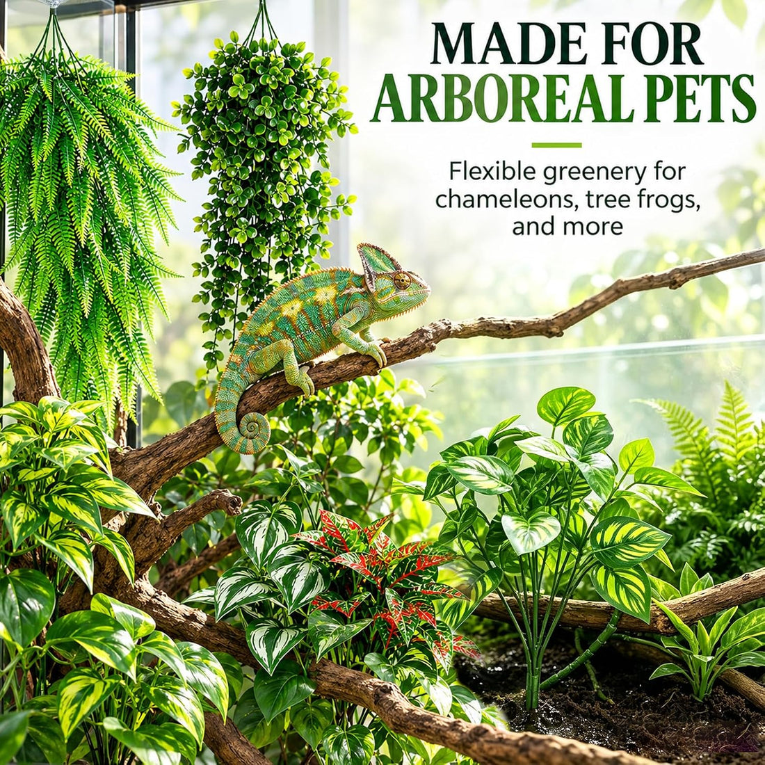 12Pcs Reptile Vines Leaves Plants for Bearded Dragon Tank Accessories