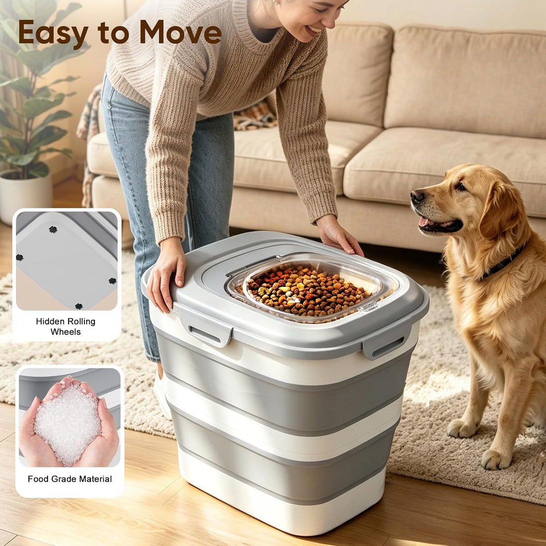 Rice Storage Container, 20 to 50Lbs Collapsible Airtight Rice