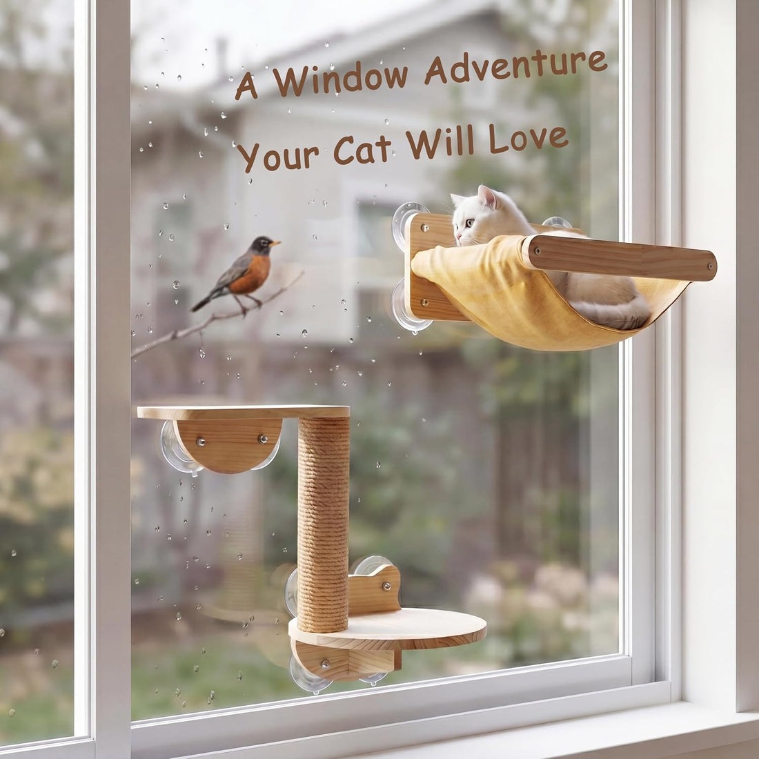 Cat Window Hammock Bed 4pcs/Set Cat Window Perch for Indoor Cats Seat