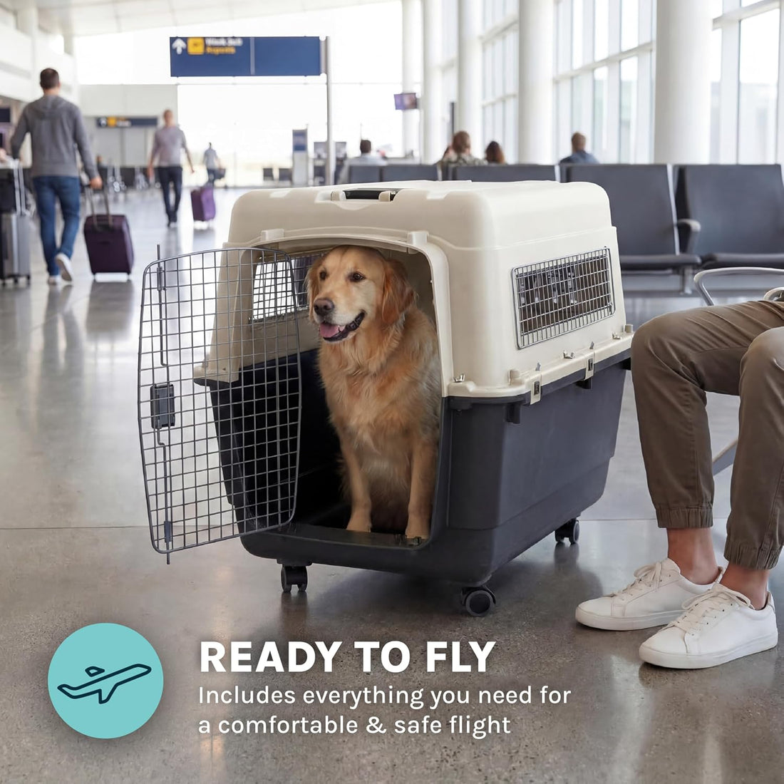SportPet Airline Compliant X-LARGE 32.25" Travel Dog Kennel-Durable