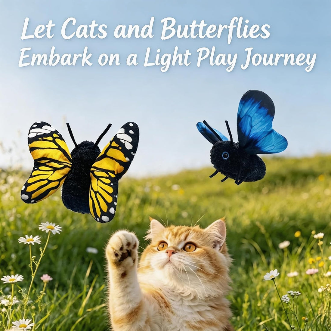 Interactive Cat Toy, Smart Flapping Wings Butterfly (No Flying