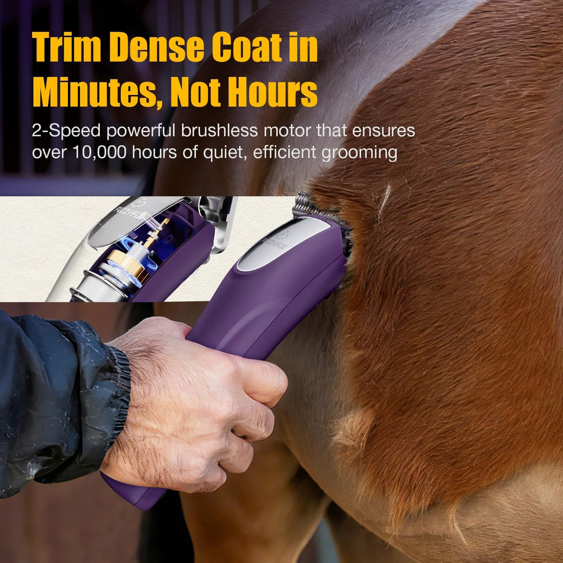 Professional Horse Clippers Cordless Detachable Wide Blade 2 Speed