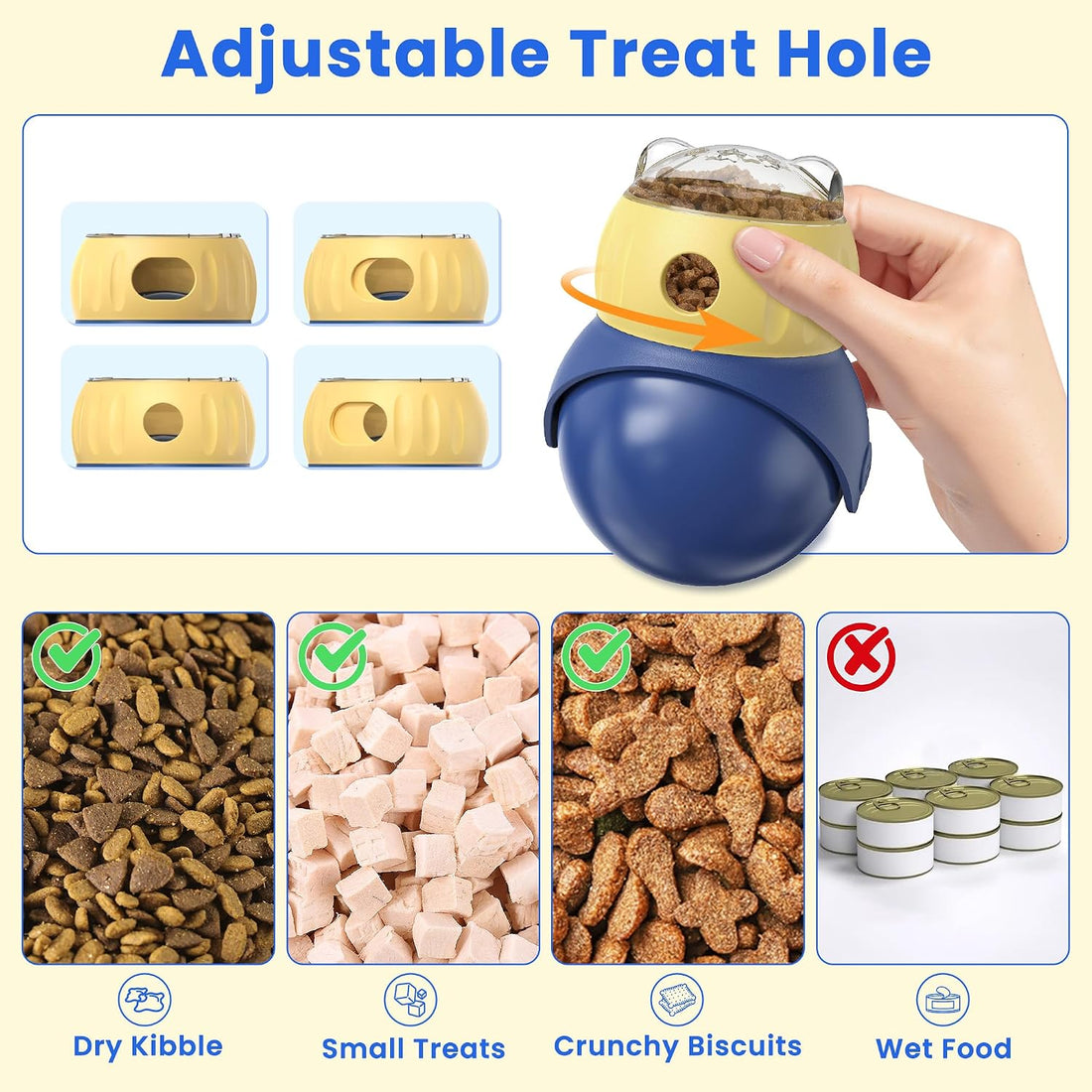 Cat Interactive Puzzle Toy, Adjustable Treat Dispenser