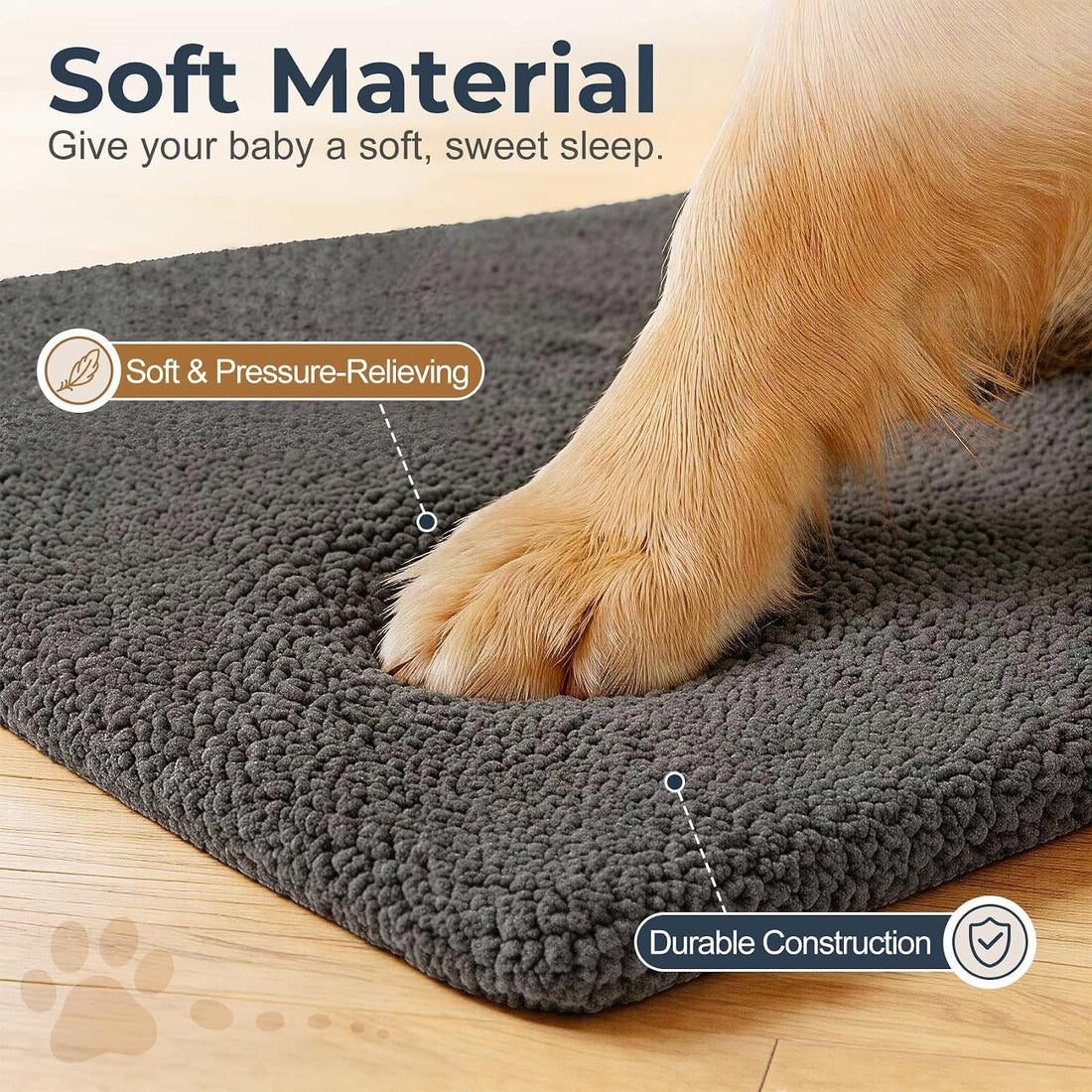 Explore Land Dog Crate Pan Cover with Fluffy Top and Waterproof TPU