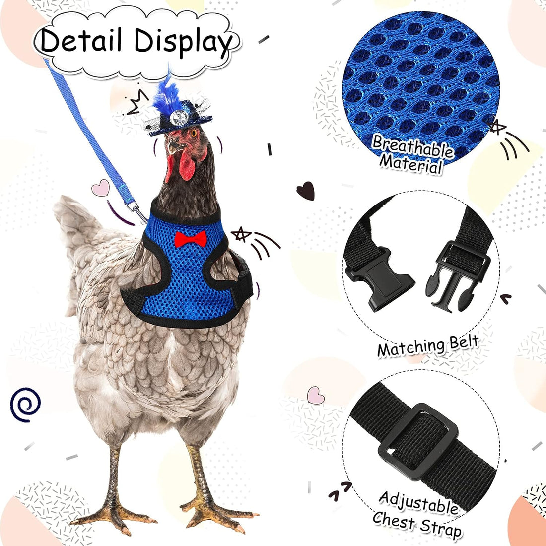 Zhanmai 9 Pcs Chicken Harness and Leash for Hens, Chicken Accessories