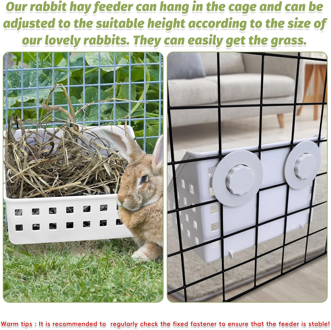 PINVNBY Hay Feeder for Rabbits, Less Wasted Hay Rack Manger